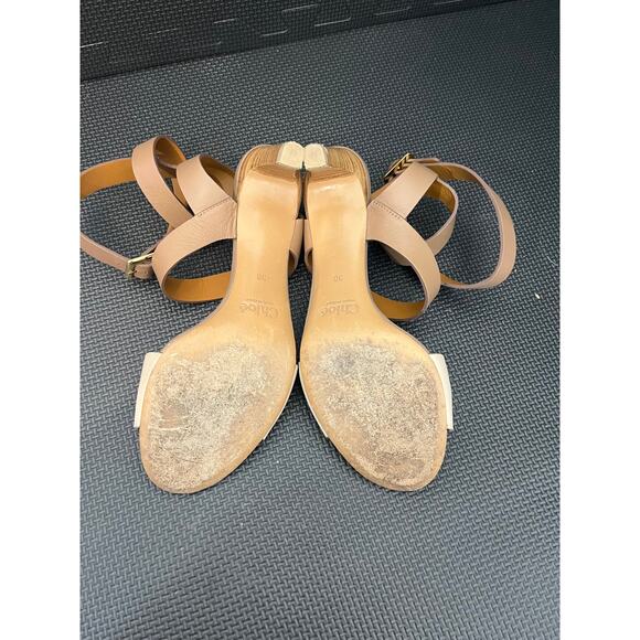 Chloe 2-Tone Wrap-Around Nude Brown Sandals Leather Italy Womens Size 38 US 8 - Picture 4 of 8